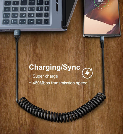 USB C Cable 6ft, 2Pack USB A to USB C 3A Fast Charging, Coiled Type C Charger Cord for Car USB-C Cable Compatible with iPhone 16/15/Plus/Pro/Pro Max/Samsung Galaxy A10e A20 A50 S20 Plus S10E Note 20