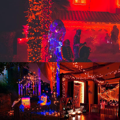 WATERGLIDE 50 LED Outdoor Halloween Lights, 16 FT Mini String Light with 8 Modes, Waterproof Battery Operated Tree Lights for Indoor Outdoor Patio Garden Party Wedding Decoration, Orange