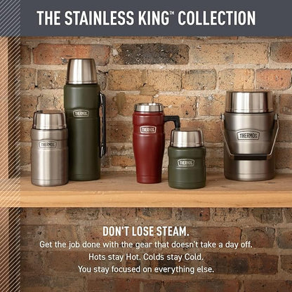 THERMOS Stainless King Vacuum-Insulated Food Jar with Spoon, 16 Ounce, Matte Powder Blue
