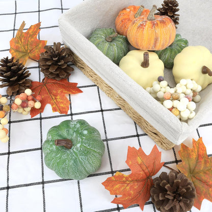 15 PCS Mini Pumpkin Decor - Plastic Pumpkins Fall Decor for Halloween Thanksgiving Artificial Pumpkins Fall Home Decor