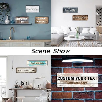 LZIMU Custom Text Signs Wall Decor Personalized Canvas Quote Family Sign Wall Art Wood Background Rustic Farmhouse Decor Framed (10"x30")