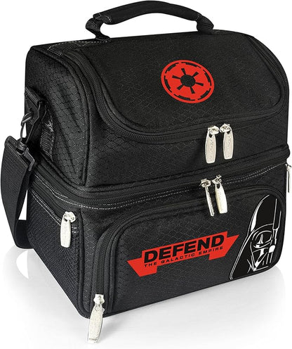 PICNIC TIME Star Wars Darth Vader Pranzo Insulated Lunch Box, Soft Sided Cooler Bag with Utensil Set, Dual Compartment Lunch Tote, (Black)