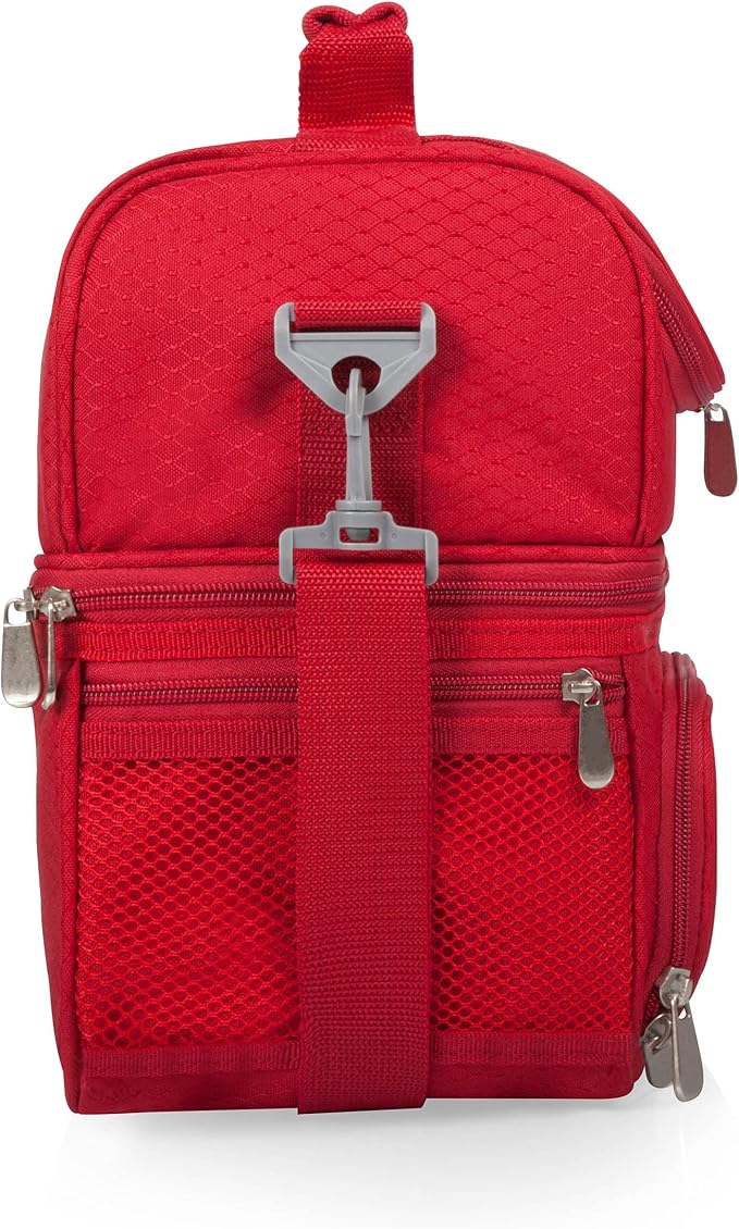 PICNIC TIME Coca Cola Pranzo Insulated Lunch Bag, Soft Cooler Lunch Box with Picnic Set and Dual Compartments, Portable Lunch Tote for Work and Travel, (Red)