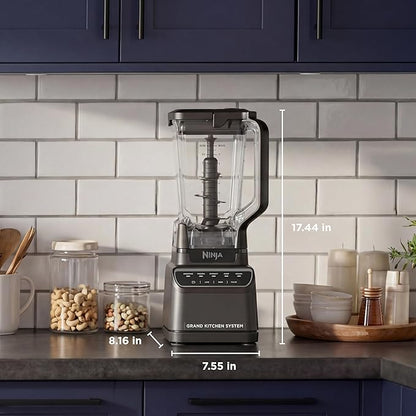 Ninja Kitchen System | All-in-One for Smoothies, Frozen Drinks, Veggie Chopper & More | With Full-Size Pitcher, 8 Cup Food Processor Bowl, (2) 18 oz. Cups, | 1200 Watt | Dark Grey | BR601AMZ