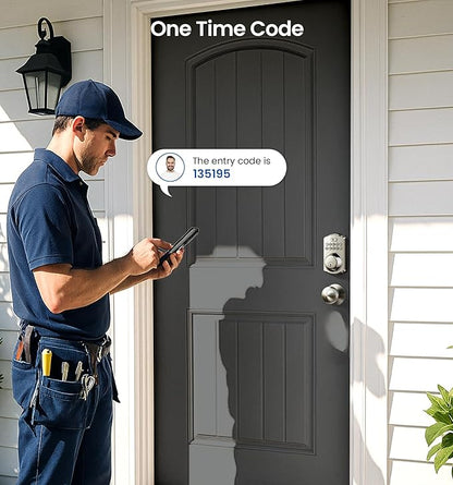 Veise Keyless Entry Door Lock with 2 Knobs, Electronic Backlit Keypad Deadbolt with Handle Set, Auto Lock, One-time Codes, Smart Deadbolt for Front Door, Easy Installation, Satin Nickel