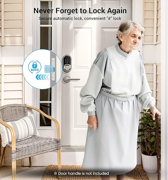 Veise RZ06 Smart Lock for Front Door with App Control, Keyless Entry, Electronic Digital Deadbolt with Touchscreen Keypad Set, Smart Deadbolt, Auto Lock, Easy Installation, Satin Nickel