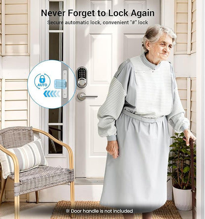 Veise RZ06 Smart Lock for Front Door with App Control, Keyless Entry, Electronic Digital Deadbolt with Touchscreen Keypad Set, Smart Deadbolt, Auto Lock, Easy Installation, Satin Nickel