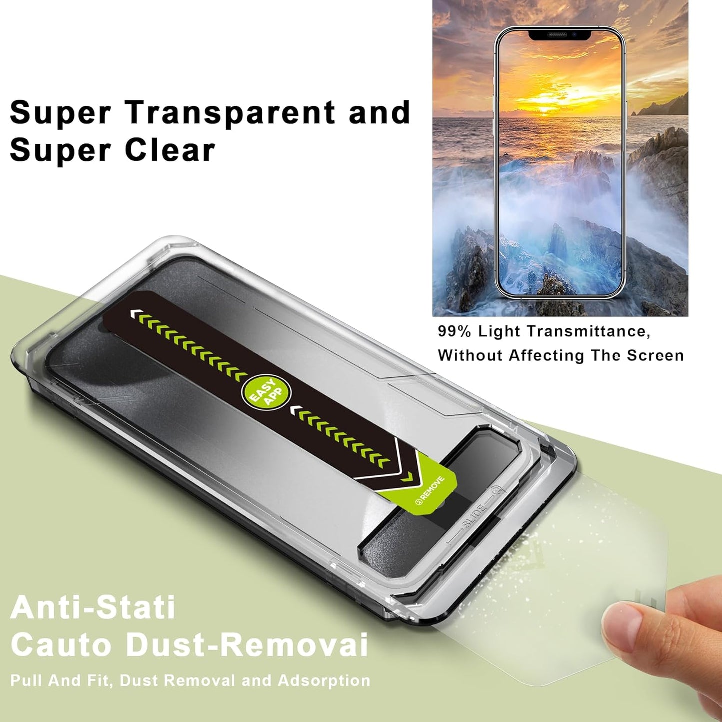 (2-Pack Ultra HD Clear Screen Protector for iPhone 11/XR (6.1-Inch),9H Tempered Glass,Full Coverage,Anti-Fingerprint,Auto Dust Removal,Bubble-Free,Easy Installation