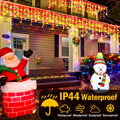 49FT Christmas Lights, 480 LED Ice Lights for Outside Clear Wire Twinkle Lights with 8 Modes Timer Waterproof for Christmas Party Tree Holiday Patio Yard Home Decor(Red and Warm White)