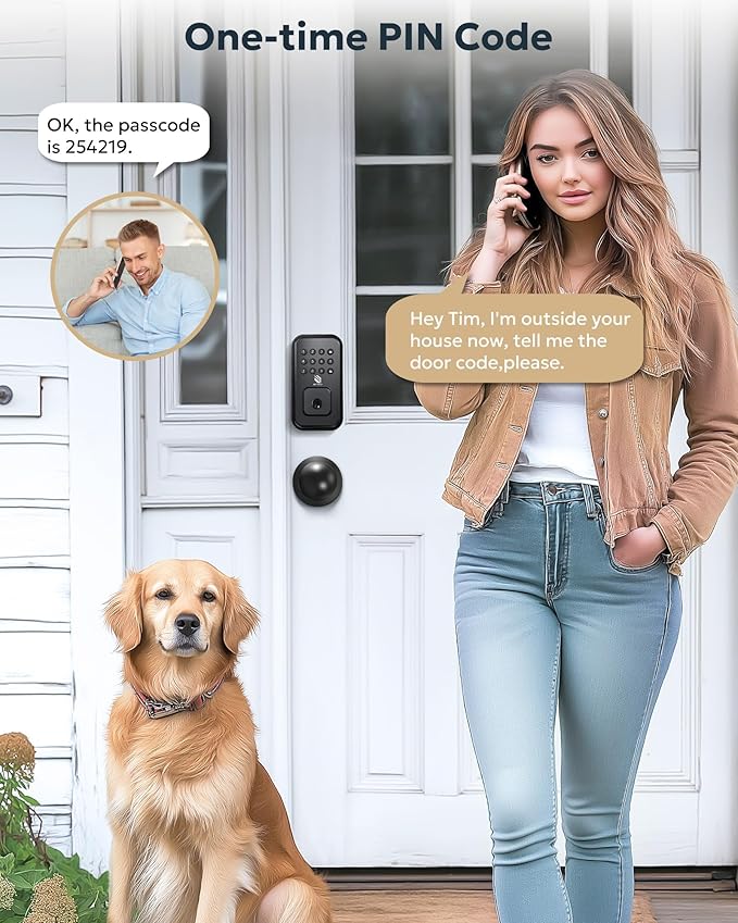 BE-TECH Keyless Entry Smart Door Lock with 2 Knob Handles, Electronic Front Door Locks Set, Digital Keypad Deadbolt, Auto Lock, One Time Codes, Anti Peeping Code, Easy Installation, Black