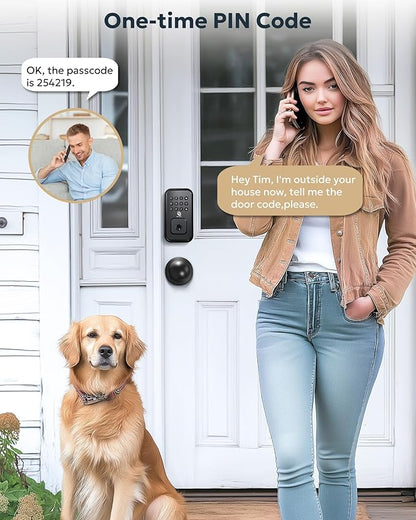 BE-TECH Keyless Entry Smart Door Lock with 2 Knob Handles, Electronic Front Door Locks Set, Digital Keypad Deadbolt, Auto Lock, One Time Codes, Anti Peeping Code, Easy Installation, Black
