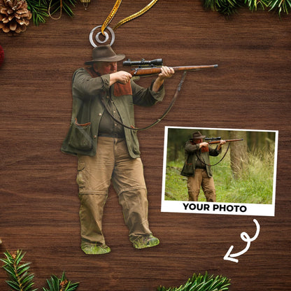 DOPTIKA Personalized Photo Christmas Ornament 2025, 2D Acrylic Hunting Ornaments for Christmas Tree, Personalized Photo Gifts for Hunters, Dad, Brother, Friends, Tree Decoration