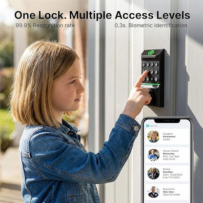 Miko i7 App & WiFi Smart Lock for Front Door - Fingerprint Keyless Entry Door Lock Deadbolt with Key Fob, Keypad, Auto Lock and Doorbell for Front Door, Waterproof & Easy Installation, Black