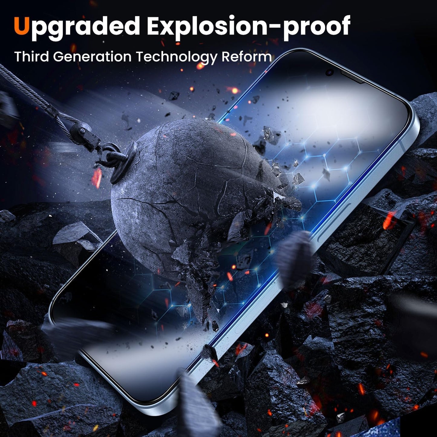 UniqueMe for iPhone 13/13 Pro / 14 Privacy Screen Protector - [Military Grade Shatterproof & 9H+ Hardness] Screen Protector 14 Tempered Glass Full Coverage Protection, Easy to install, 2 Packs