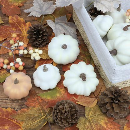 17 PCS Kit Artificial Pumpkins Decorations - Plastic Pumpkins for Fall Home Farmhouse Thanksgiving Mini Pumpkin Decor