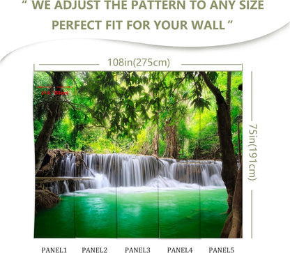 Green Landscape Wall Mural Nature Lake Waterfall Wallpaper Decor for Bedroom Living Room Bathroom (Not Peel n' Stick)