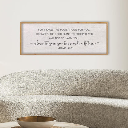 LuZhiQiang Bible Verse Jeremiah 29:11 Wall Art 40"x15" Large Scripture Christian Blessing Decor Plans To Give You Hope And A Future Sign (Wood)