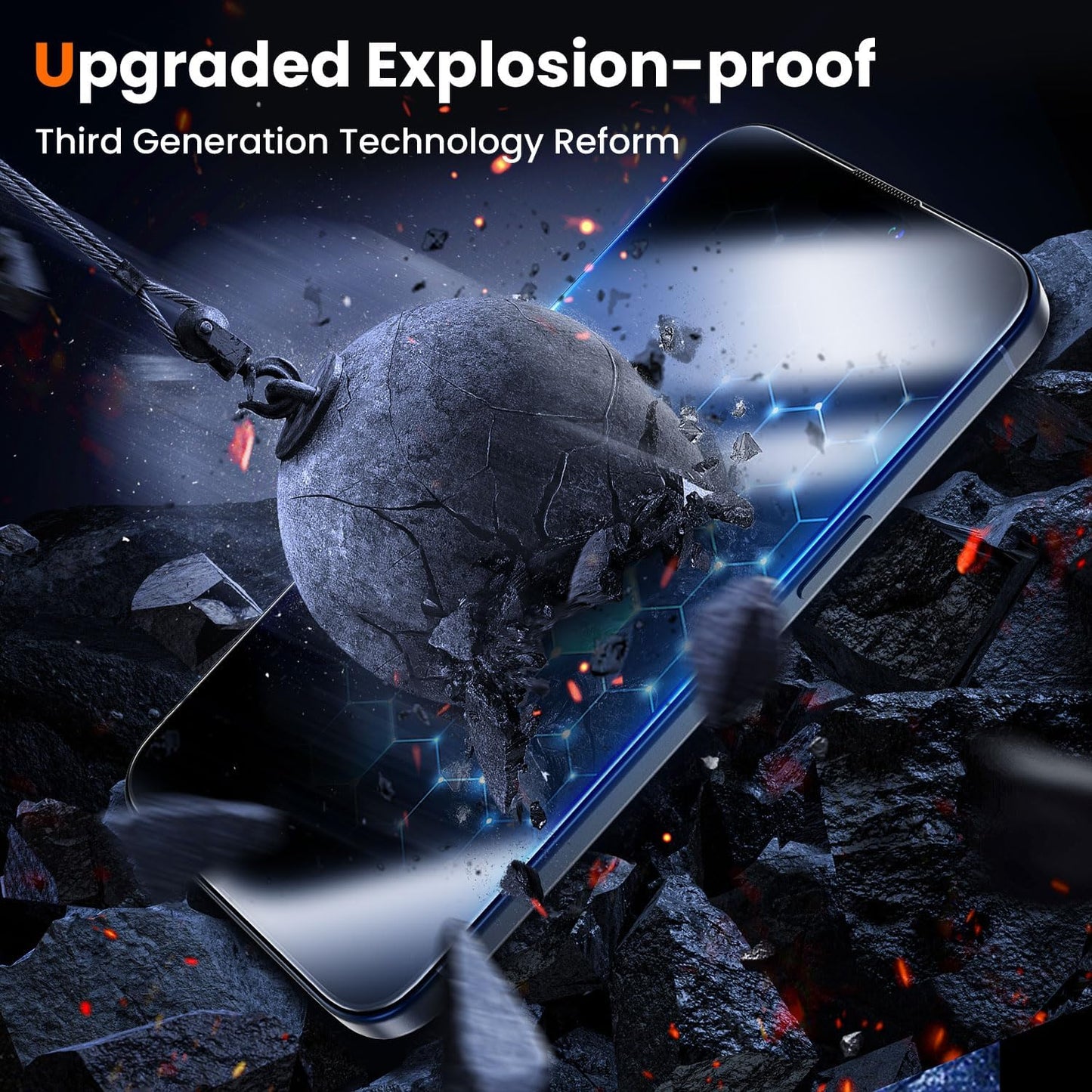UniqueMe for iPhone 15 Pro Screen Protector - [Military Grade Shatterproof & 9H+ Hardness] Screen Protector 15 Pro Tempered Glass Full Coverage Protection, Easy Installation, 2 Packs