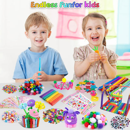Sundaymot Arts and Crafts Supplies for Kids, 2000+Pcs DIY Craft Kits, Ages 6-10, Unisex, Multicolor, Modern, Includes Oxford Cloth Bag, Safetu Scissors