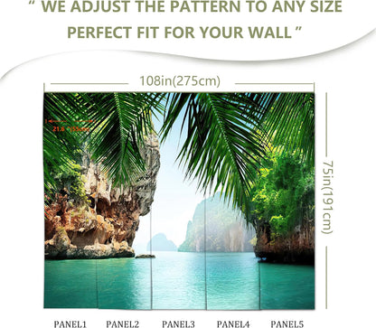 Mountain Lake Natural Wallpaper Canyon View Wall Mural for Bedroom Living Room(Not Peel and Stick)