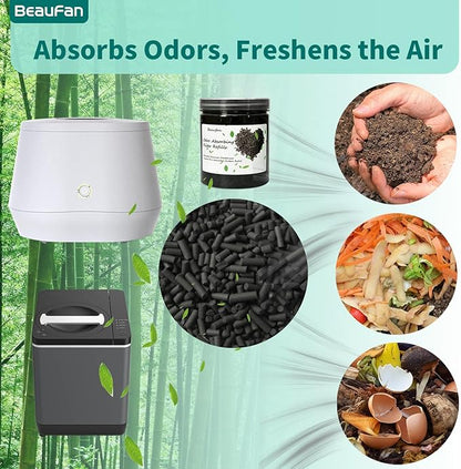 4 Canisters Odor Absorbing Carbon Filter Refills for Smart Waste Kitchen Composter, 12-Month Supplement, Replacement Activated Charcoal Filters Compatible with Electric Countertop Compost Bin, 1.55 LB