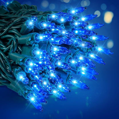 woohaha Christmas Lights Indoor Outdoor,2PACK 13FT 50-Count Lights Incandescent Mini Halloween String Light,120V UL Certified Green Wire Light for Xmas Tree,Patio,Holiday,Party,Home,Garden Decor,Blue