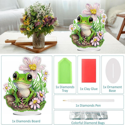Diamond Painting Kits for Adults Beginners, 5D Full Drill Frog Crystal Art Desktop Ornament, DIY Single Sided Home Office Desk Decor, Creative Craft Gift Set with Tools