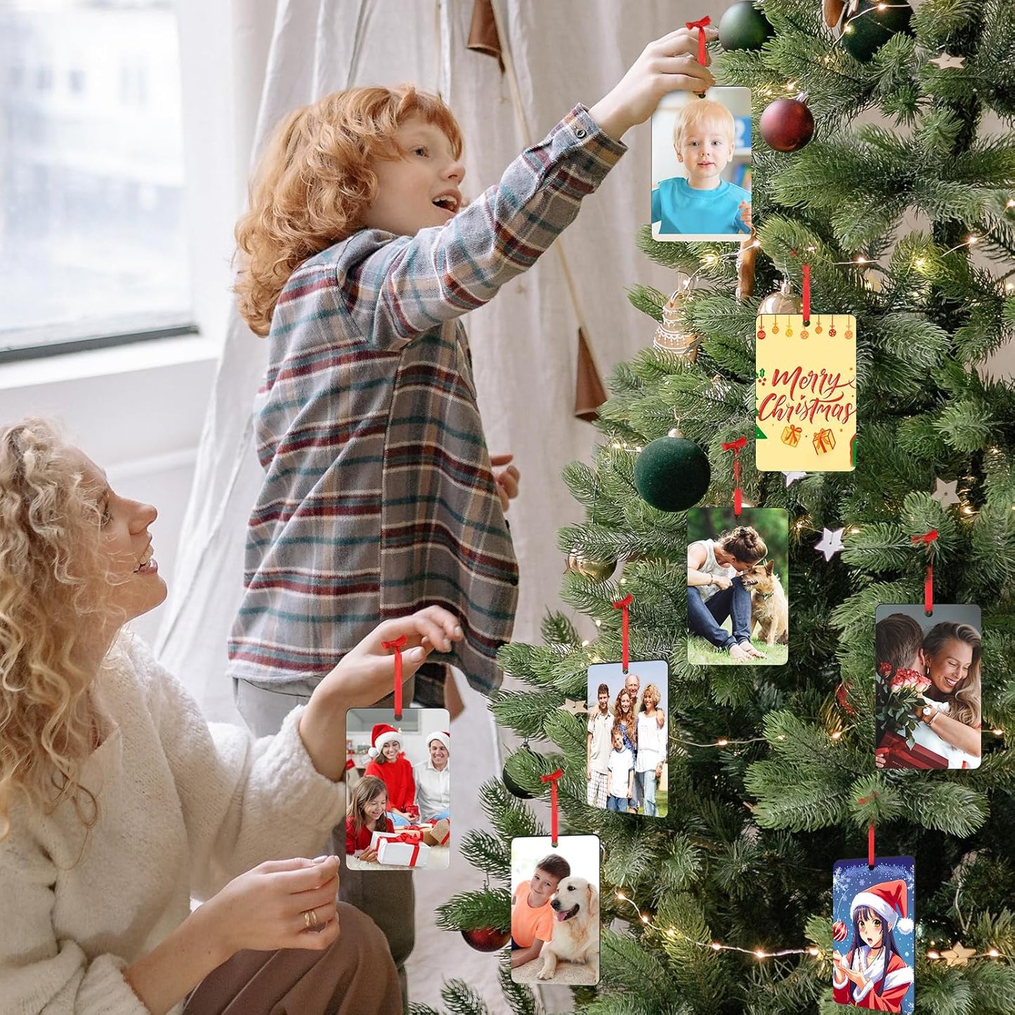 Personalized Christmas Ornaments with Photo - Custom Picture Text Ornaments for Christmas 2025, Customized Wood Xmas Tree Decor for Family, Mom, Dad, Friends, Loves