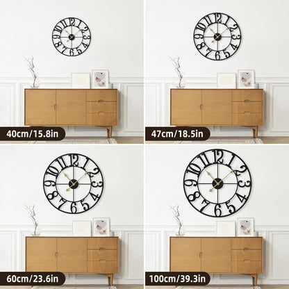 Large Wall Clock for Living Room Decor - 18 Inch Silent Non-Ticking Wall Clocks Battery Operated, Metal Vintage Retro Decorative Modern Wall Clock for Bedroom, Kitchen, Office, Farmhouse Decor