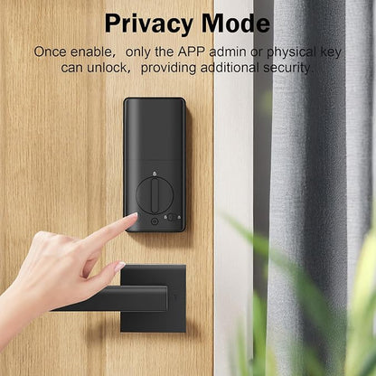 Smart Door Lock Keyless Entry with Handles TTLock APP Fingerprint Touchscreen Keypad IC Card Key Type-C Charging Unlocking 6 in 1 Electric Biometric Digital Deadbolt for Front Doors Apartment
