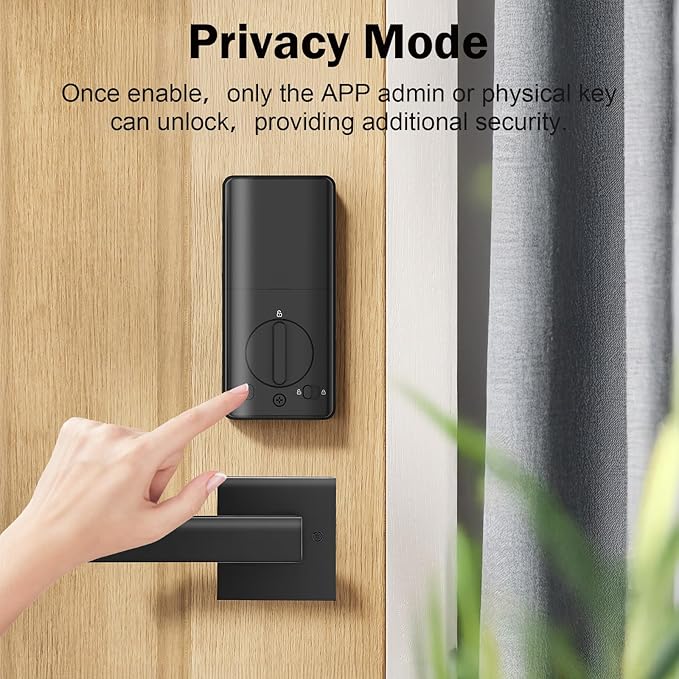 Smart Door Lock Set Keyless Entry Fingerprint Touchscreen Keypad APP IC Card Key Type-C Charging Unlocking with 2 Handles 6 in 1 Electric Biometric Digital Deadbolt for Front Doors Apartment