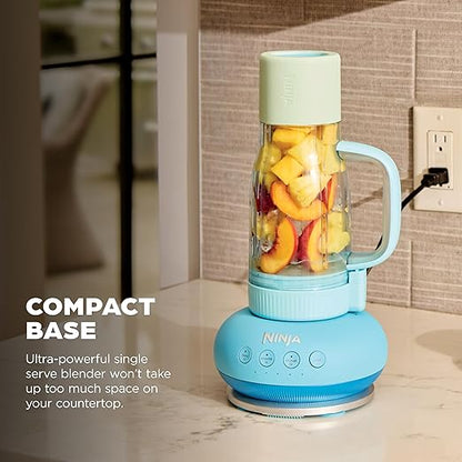 Ninja BlendBOSS | Personal Smoothie Blender and Tumbler | 26oz Travel Tumbler w/Leakproof Lid & Intergrated Chug Spout | AutoIQ Technololgy | 1200 Peak Watt | Blue Rasberry | DB301BLBRN | (NEW)