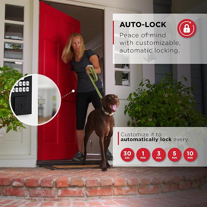 Kwikset SmartCode 260 Keyless Entry Electronic Keypad Deadbolt Door Lock with Auto-Lock, Custom User Codes, Advanced Security in Matte Black Contemporary
