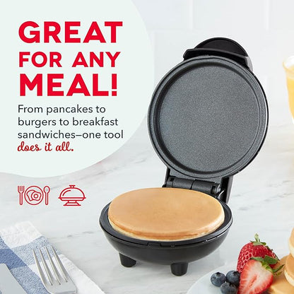 Dash Mini Maker Griddle - Compact Griddle for Creative Homemade Treats - PTFE nonstick surface, Quick Heat-Up System & Space-Saving Design - Red