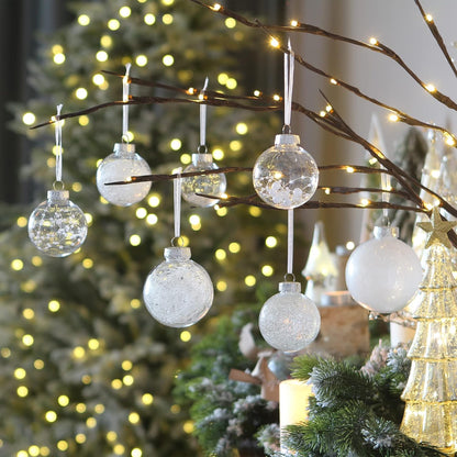 Sea Team Shatterproof Clear Plastic Christmas Ball Ornaments Decorative Xmas Balls Baubles Set with Stuffed Delicate Decorations (60mm/2.36 inch 30-Pack, White)