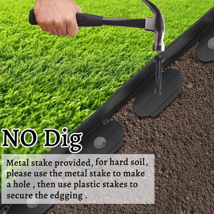 Landscape Edging,Flower Bed Edging no dig，Lawn Edging Garden Edging Border(30Feet-Black-Tall Wall)