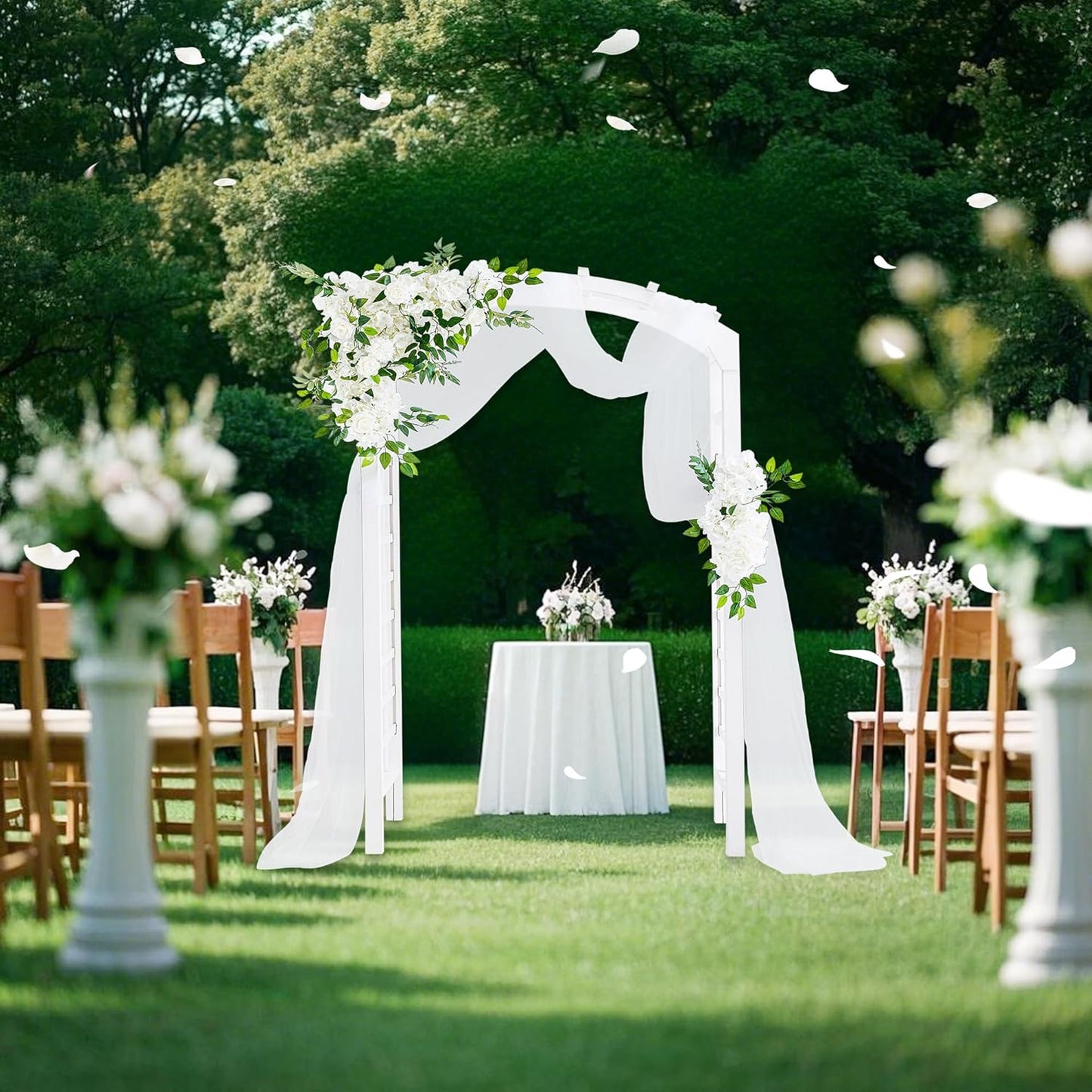 Solid Fir Wooden Garden Arch Premium Outdoor Trellis for Climbing Plants, 84.5”H×49.37”W×23.5’’D, Also can be Used for Wedding and Party Decoration