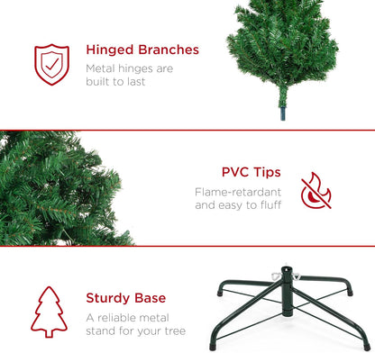 Best Choice Products Artificial Christmas Tree, 7.5ft Premium Unlit Realistic Spruce Holiday Décor w/Dense Branches, Easy Assembly, Metal Base