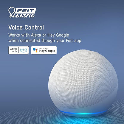 Feit Electric OM60/950CA/AG/3 60 Watt Equivalent WiFi Dimmable, No Hub Required, Alexa or Google Assistant A19 LED Smart Light Bulbs, 4.4" H x 2.4" D, 5000K Daylight, 3 Count