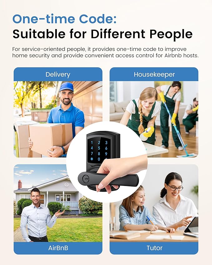 Hidalife Keyless Entry Door Lock, Smart Locks for Front Door, Keypad Door Knob with Handle, Touchscreen, One-Touch Toggle for Passage Mode, Matte Black