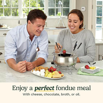 Cuisinart Fondue Pot Set, 3-Quart Stainless Steel Electric Fondue Pot for Chocolate, Cheese, Broth, and Oil, Includes 8 Forks, Temperature Control, Nonstick Interior, Dishwasher Safe, CFO-3SSNAS