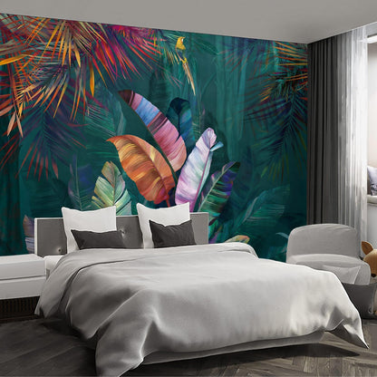 Colorful Banana Leaf Wall murals Peel and Stick Wallpaper for Bedroom Living Room - 58"x86"