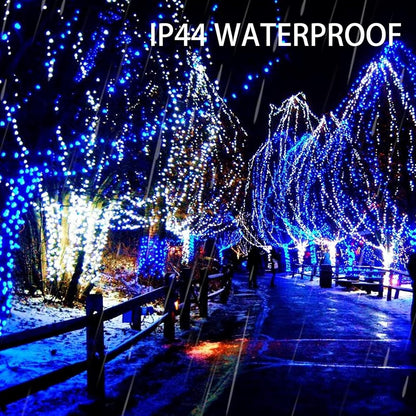 Dazzle Bright Christmas String Lights, Connectable Waterproof String Lights Green Wire with 8 Modes, Christmas Decorations for Indoor Yard Garden (Blue, 300 LED)