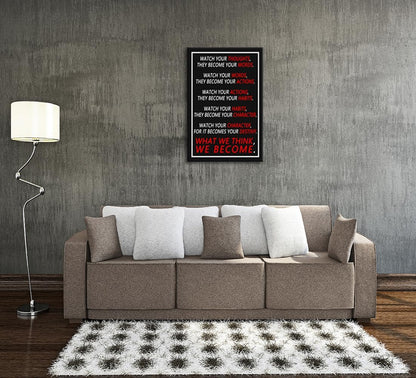 Motivational Canvas Wall Art Inspirational Poster for Office Watch Your Thoughts Inspiring Canvas Prints Artwork for Home Wall Decor Modern Painting Stretched and Framed Ready to Hang [24''Wx 36''H]