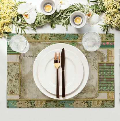 Tropical Palm Tree Placemats Set of 4 Summer Vintage Green Leaf Kitchen Table Mat 12x18 Inch Hawaii Beach Jungle Plant Tree Heat Resistant Washable Linen Place Mats for Dining Tables
