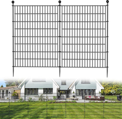 10 Panels No Dig Decorative Outdoor Garden Fence for Yard, 40 in(H) X 23.6 ft(L) Animal Barrier Fencing Rustproof Metal Wire Panel Border for Dog, Rabbits, and Patio Temporary Ground Stakes