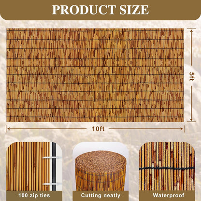 Reed Fencing Rolls,Patio Privacy Screen 5 Feet High,Decorative Bamboo Fence Rolls for Patio Balcony Garden Backyard Outdoor,5x10FT