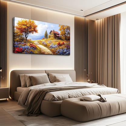 ZUITINGHUA Canvas Wall Art For Living Room Large Wall Decor For Office Bedroom Decorations Yellow Tree Landscape Pictures Farmhouse Painting Artwork Room Wall Mural Aesthetic Home Decor 30x60 In