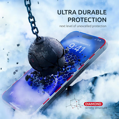 Screen Protector for iPhone 15 Plus / 16 Plus - Tempered Glass Screen Protector (2 Pack) - USA Flag & Black Frame - 9H Hardness Full Coverage - Oleophobic Coating with Easy Installation