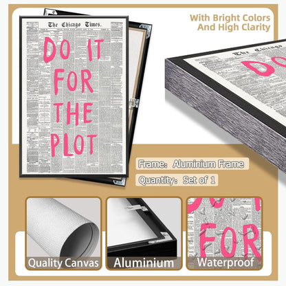 Liyark Retro Black And White Chicago Newspaper Poster Pink Trendy Preppy Apartment Art Motivational Affirmation Do It For The Plot Prints For Home Bedroom Living Room Wall Decor 24x36in Framed
